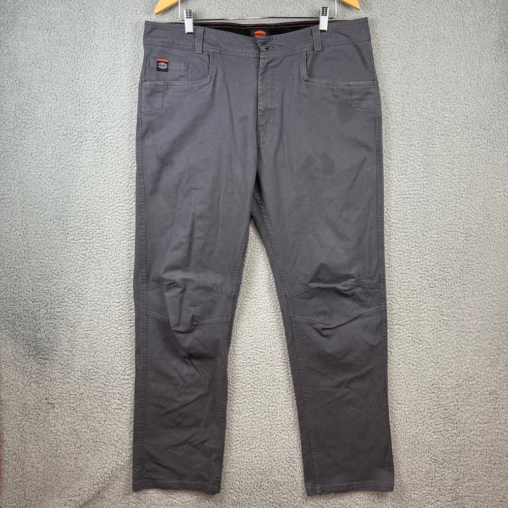 BRUNT Workwear Mens 38x34 Grey Canvas Articulated Knee Utility Work Pants